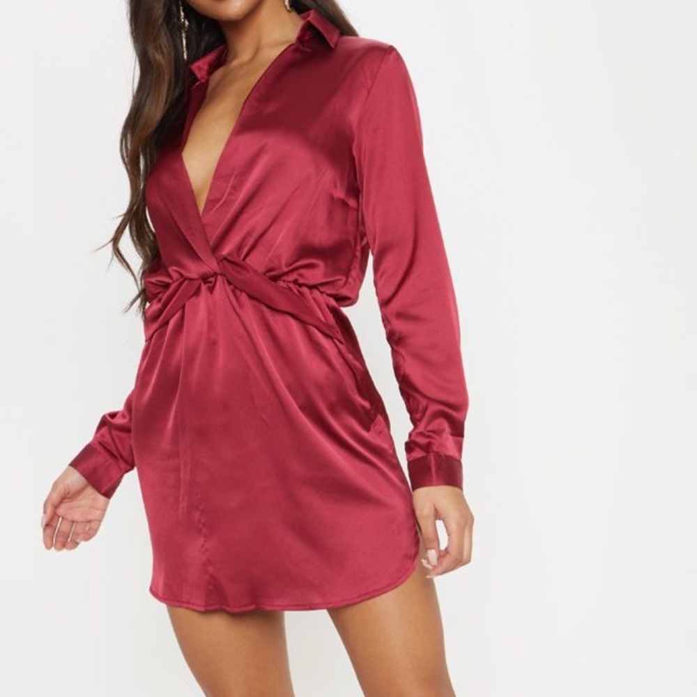 PrettyLittleThing Satin Twist Front dress